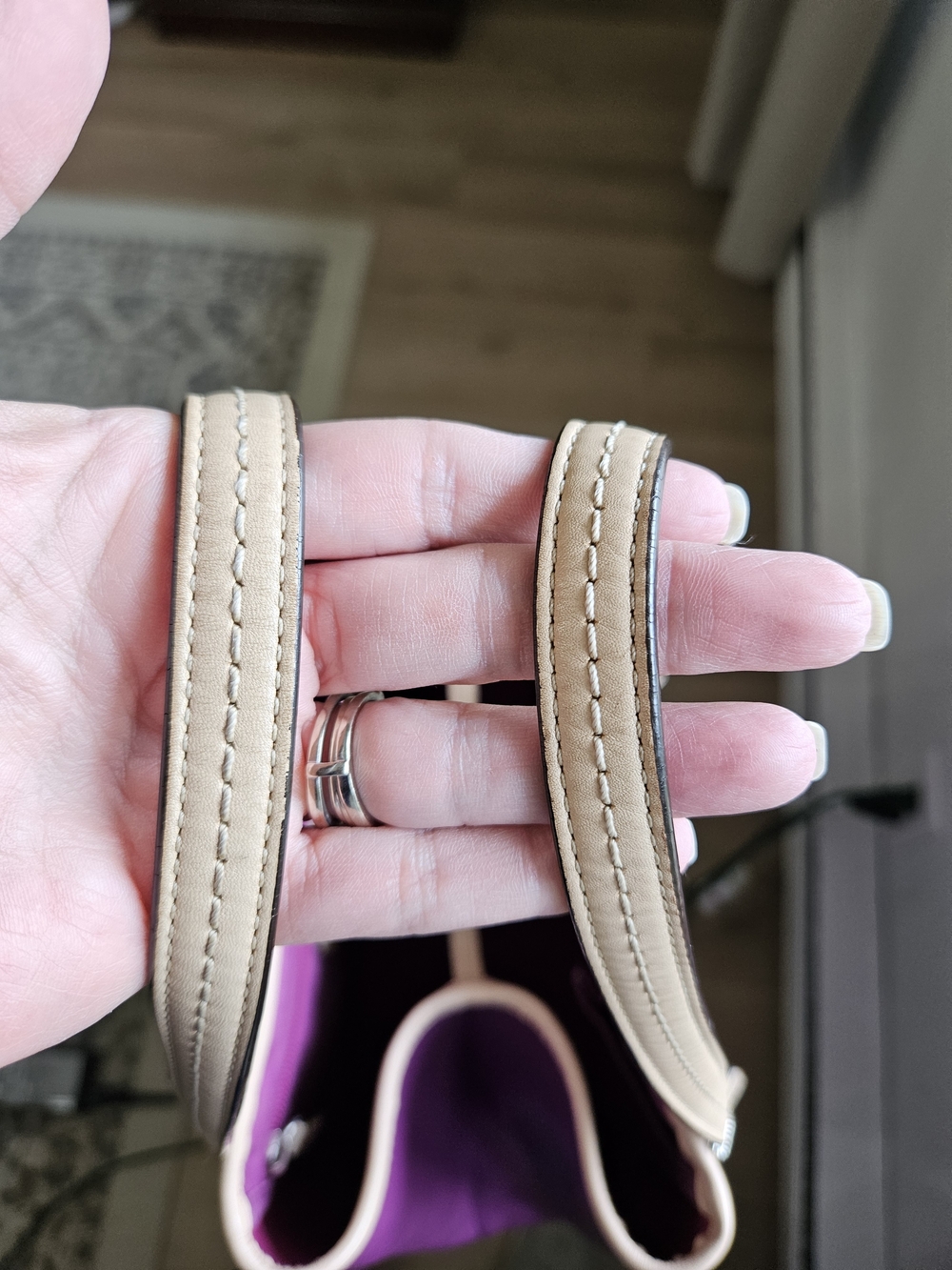Coach Purple Patent Leather Tote with Beige Trim - Picture 7 of 9